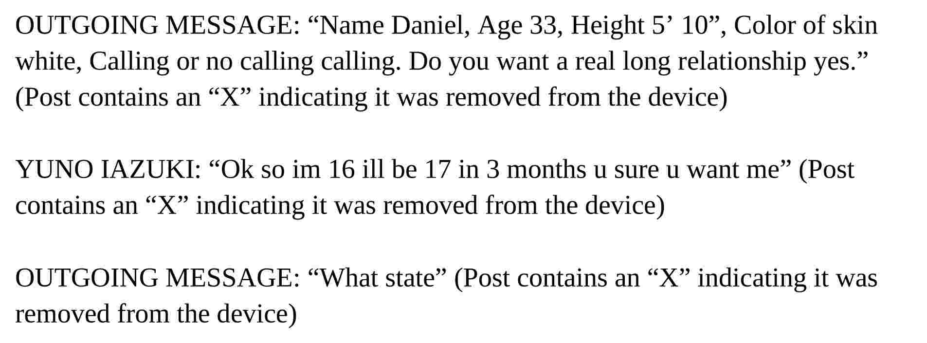 Daniel Perry grooming a minor, who says “Ok so im 16 ill be 17 in 3 months u sure u want me”
